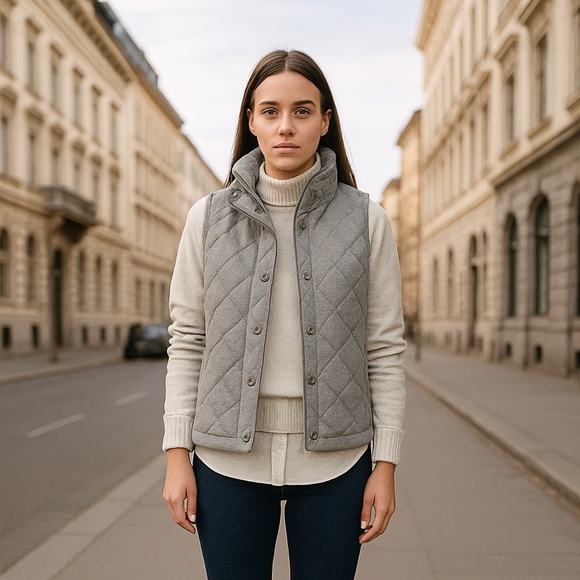 Aeropostale Eighty Seven Quilted Cotton Gray Zip-Up Puffer Vest Size M - Picture 9 of 9